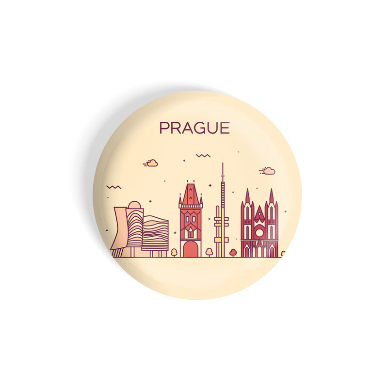 dhcrafts Round Fridge Magnet Brown Color Prague Glossy Finish Design Pack of 1 (58 mm)
